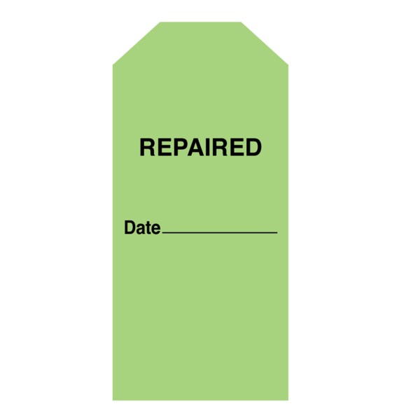 Tag, "Repaired" 5-3/4" x 3" Lime w/Black